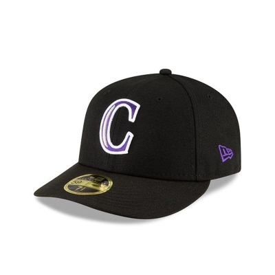 Black Colorado Rockies Hat - New Era MLB Ligature Low Profile 59FIFTY Fitted Caps USA3190647